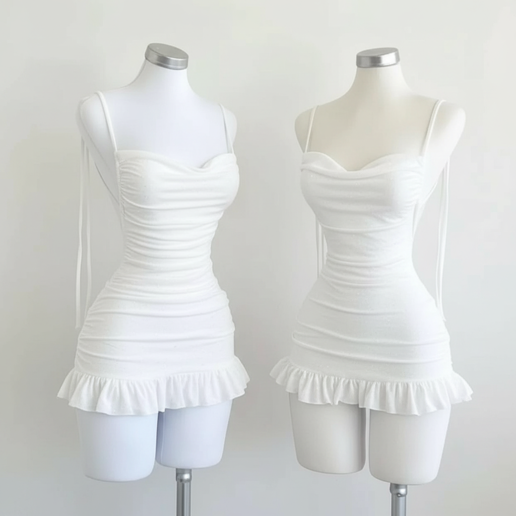 Nuisette courte en satin;