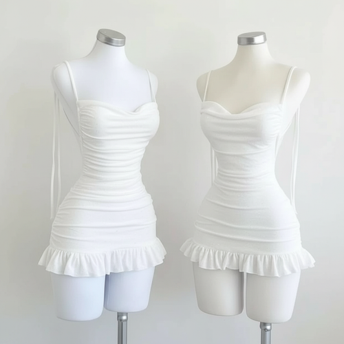 Nuisette courte en satin;