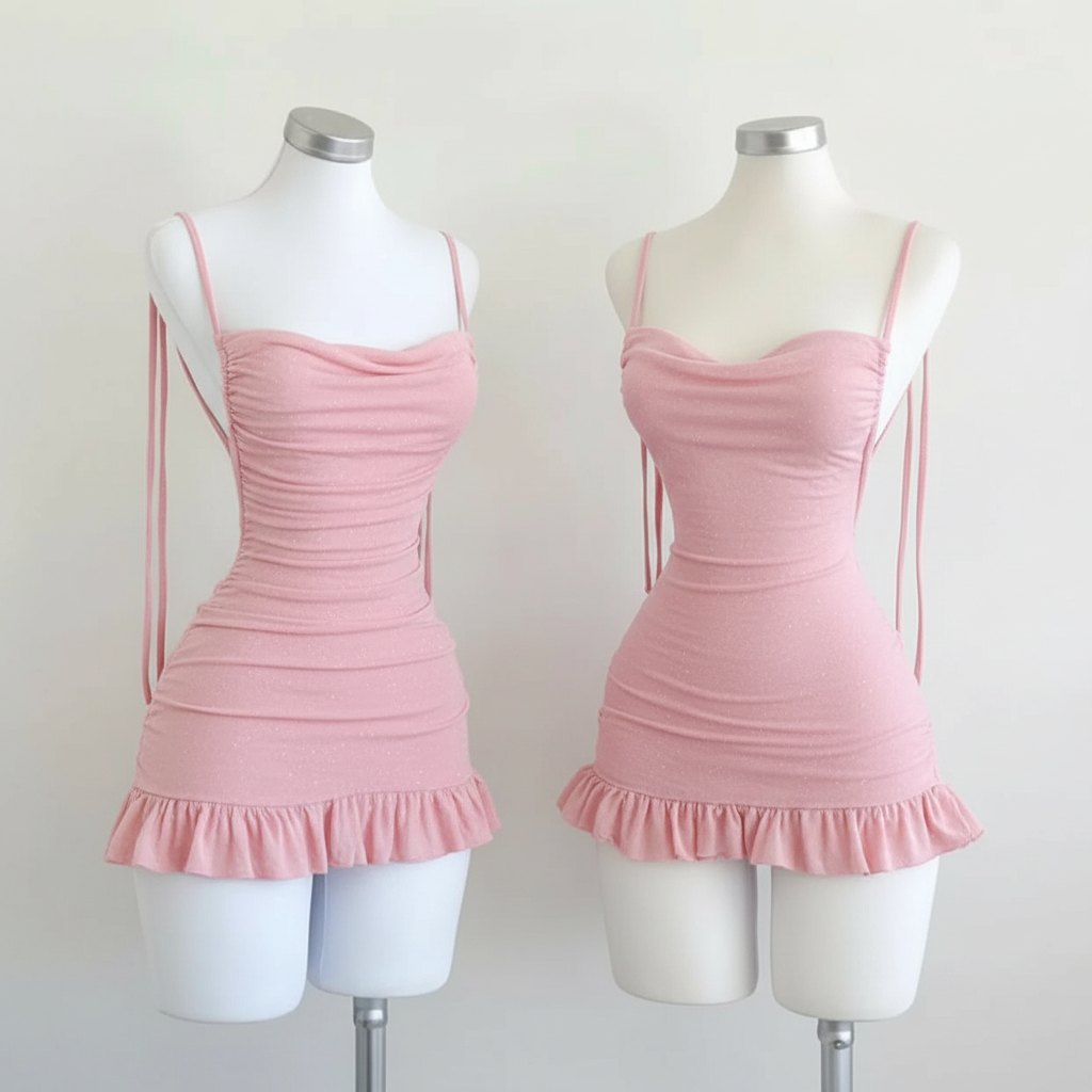 Nuisette courte en satin;